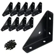 10Pcs Angle Corner Bracket| 2.55 x 2.55'' Black Metal Triangle Shelf Bracket