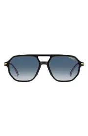 Carrera Eyewear Carrera 54mm Rectangular Sunglasses in Black Gold/Dark Blue Sf at Nordstrom One Size