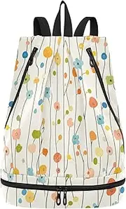Yoogain Spring Small Flowers Fresh Drawstring bag for men beach string backpack with Wet Dry Compartments, Spring Small Flowers Fresh, 1 size