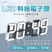 在飛比找松果購物優惠-聲控節能 LED數字立體時鐘 電子時鐘 可壁掛 電子鬧鐘 掛