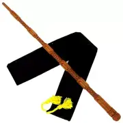 15" Hand Carved Mahogany Wood Young Dumbledore Magic Wizards Wand w/ Velvet Bag