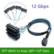 SAS SATA Cable SFF-8643 Internal Mini SAS HD to (4) 29pin SFF-8482 with 15pin