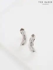 Ted Baker Silver Tone Large Wayva: Jewelled Wave Hoop Earrings (W86660) | $134