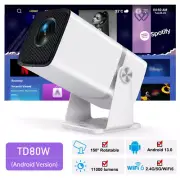 4K FHD TD80W Android WiFi Portable Projector for Home and Business Use