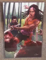 Walking Dead Michonne vs Zombies Glossy Print 11 x 17 In Hard Plastic Sleeve