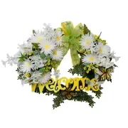Home Decor Handcrafted Welcome Butterfly Daisy Flower Ribbon Door Vine Wreath