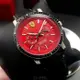 FERRARI 法拉利男錶 42mm 黑銀色圓形精鋼錶殼 紅色中三針顯示, 雙眼, 運動錶面款 FE00065