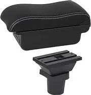 KIXURO Car Accessories, for Toyota, for Aqua Car Armrest Box Car Centre Console Storage Box USB Arm Rest Accessory Auto Console Organizer Box(Black C2 White Line)