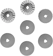 TEHAUX Rotary Cutter Blade Replacement Kit 7 Pieces 4 Straight 1 Dashed 2 Wavy Storage Case Included for Fabric Crafts