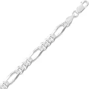 [JewelryWeb] 925 Sterling Silver Figaro Chain Bracelet 5.5mm Wide With Lobster Clasp Link-Bracelet for Women and Men