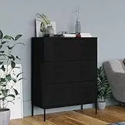 VRAXO Drawer Cabinet Black 80x35x101.5 cm Steel -28.4KG,336151