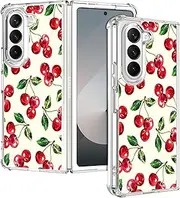 [GlamCase] Clear Case for Samsung Galaxy Z Fold 6 5G, Galaxy Z Fold 6 Clear Case - Cherry Watercolor Pattern Design Printed Clear Shockproof Protective Designer Back Case for Samsung Z Fold 6