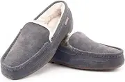 [Parfeying] Men's Indoor Outdoor Sheepskin Moccasins Slippers Memory Foam Driving Style Shoes
