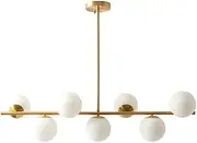 Modo Lighting Modern Gold Chandeliers Brass Mid-Century Frosted Glass Shade Ceiling Pendant Light for Dining Room