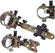 Archery Bow Sight 5 Pin/7 Pin 0.019 Optical Fiber Retinal Sight CNC Aluminum Horizontal Vertical Adjustment for Compound Bow Sight Accessory