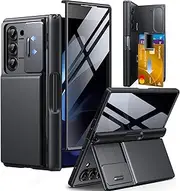 TONGATE Wallet for Z Fold 6 Case with Privacy Screen Protector, [Anti Spy][Card Holder] Built-in S Pen Holder & Kickstand & Camera Cover, Z6 Shockproof Phone Case for Samsung Galaxy Z Fold 6, Black