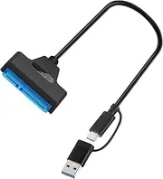 Tunghey SATA to 2 in 1 USB-C/USB 3.0 Adapter Cable for 2.5 inch Hard Drive HDD/SSD Data Transfer, External Hard Drive Converter Support UASP (2 in 1)