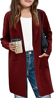 [PEKMRMN] Girls Open Front Cardigan Knit Long Sleeve Fall Winter Sweater Coats with Pockets