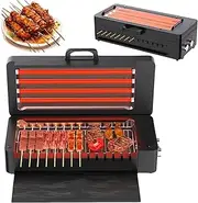 Electric BBQ Kebab Grill Machine Auto Rotating Skewers,Household Automatic Smokeless Electric Grill,Stainless Steel Rollers 360° Rotation Easy to Clean for Parties, Backyard BBQ, Camping
