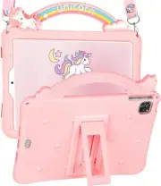 Unicorn Girl's iPad Mini 6 Case Pink 8" x 6" Flexible with Stand & Strap
