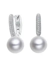 Genevive Silver 10mm Shell Pearl Earrings