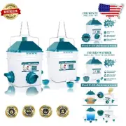 Durable Hanging Chicken Feeder and Waterer Set - 3 Gallon Capacity for Quail