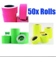 50 FLURO PRICING PRICE TAG TAGGING GUN LABEL ROLLS BULK