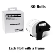 30Rolls 62mmx100mm White Paper Shipping Labels For Brother QL-570VM DK-1202