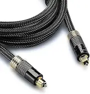 FosPower (3.0M / 10FT) CL3 Rated - 24K Gold Plated Toslink Digital Optical Audio Cable (S/PDIF) - Metal Connectors & Braided Nylon Jacket