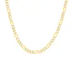 9ct Gold Two Tone 45cm Diamond-cut Pavee Figaro 3+1 Chain