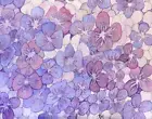 PAINTING WATERCOLOR HYDRANGEA FLOWER PURPLE PINK BLUE 11X14 AND DOUBLE MAT 16X20