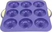 9 Cavity Silicone Donut Pan, Silicone Baking Pan for Cake Bagels Muffins, (Royalblue)