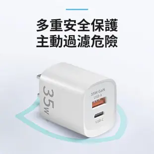 【AIVK】35W GaN氮化鎵 雙孔充電器 USB-A/Type-C 旅行充電器 PD快充 充電頭(支援筆電/iPhone/三星)