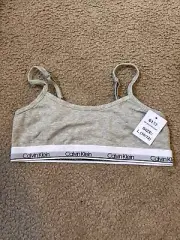 NWT Calvin Klein Girls Cotton Cropped Cami Bra Size Large 10-12 Gray