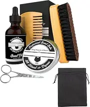 Beard Grooming Kit for Men - Bamboo Travel Set With Brush, Comb, Oil & Balm for Growth, Styling, Shine & Softness - Great Gift