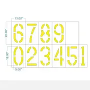 18" Number Kit 0-9 Stencils Parking Lot 1/8" LDPE Plastic Striping Traffic