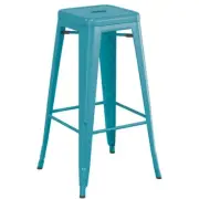 30'' High Backless Teal Metal Restaurant Barstool For Indoor or Outdoor Use