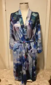 SOMA Blue Floral Daydream Cool Nights Short Robe S/M Small/Medium NWT $79