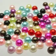 500 Half Pearl Bead 8mm Flat Back Gem Scrapbook Craft Pick Your Colour