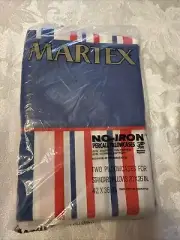 Vtg Pepperell Martex pillowcase pair Standard red blue stripes USA Patriotic