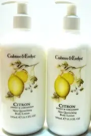 Crabtree & Evelyn CITRON Honey Coriander Body Lotion JUMBO 16.9 oz/500 mL NEW x2