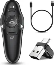 Rechargeable 2-in-1 USB Type C Presentation Clicker Wireless Remote for PowerPoi