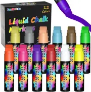 FansArriche Window Markers - 15mm Jumbo - 12 Pack of Neon Chalk Pens - Liquid...