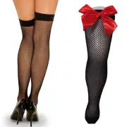 Fashionable Thigh High Over Knee Fishnet Stockings with Bowknot for Women