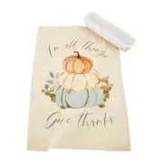 Mud Pie Home GIVE THANKS Pumpkin Basketweave Cracker Dish & Towel Set