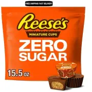 Reese's Zero Sugar Miniatures Chocolate Peanut Butter Cups Candy, Bag 15.5 oz