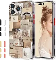 for Aesthetic Vintage iPhone 14 Pro Max Case Girl Preppy Girly Collage Cute Fashion Retro Abstract Design Full Protective Cover for Women Girls Soft TPU Phone Case for Apple iPhone 14 Pro Max
