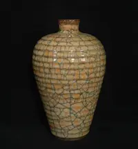 在飛比找Yahoo!奇摩拍賣優惠-宋哥窯金絲鐵線炫紋梅瓶高22.5×14厘米T2408475