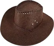 [Yardenfun] Sun Hat Wide Brim Men's Women's Western Cowboy Hat Beach Cowgirl Hat Foldable for Summer Coffee