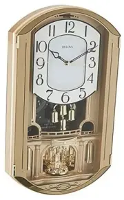 C4900 Golden Music Wall Clock | Gold-Tone Case with Rotating Crystal Pendulum